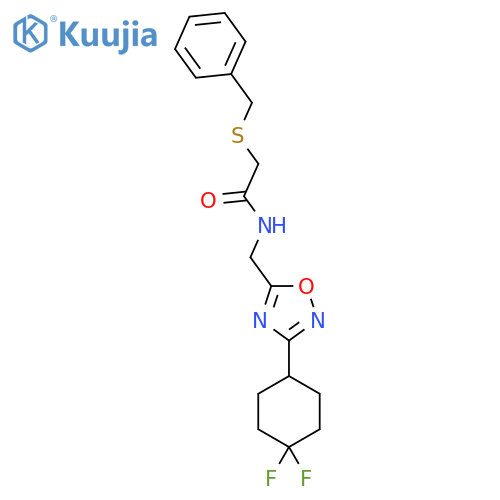 2-(benzylsulfanyl)-N-{[3-(4,4-difluorocyclohexyl)-1,2,4-oxadiazol-5-yl]methyl}acetamide structure
