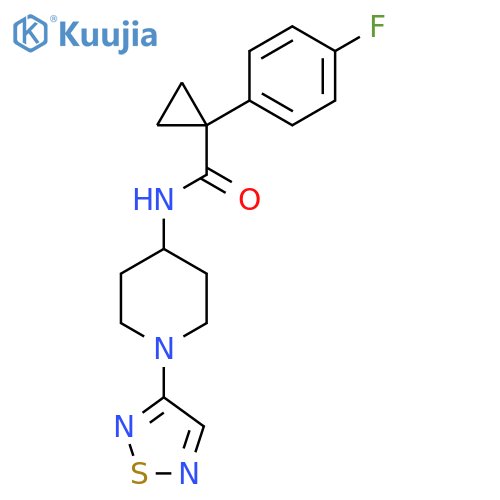 1-(4-fluorophenyl)-N-[1-(1,2,5-thiadiazol-3-yl)piperidin-4-yl]cyclopropane-1-carboxamide structure