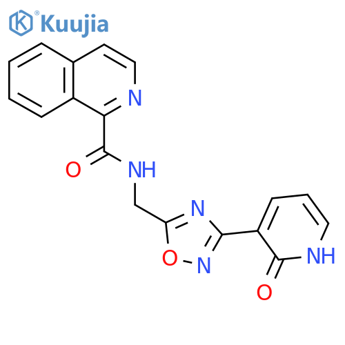 N-{[3-(2-oxo-1,2-dihydropyridin-3-yl)-1,2,4-oxadiazol-5-yl]methyl}isoquinoline-1-carboxamide structure