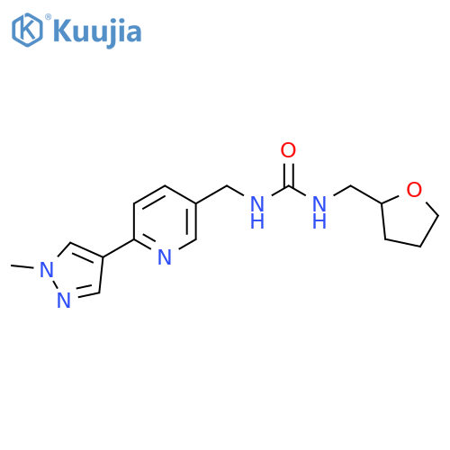 1-{6-(1-methyl-1H-pyrazol-4-yl)pyridin-3-ylmethyl}-3-(oxolan-2-yl)methylurea structure