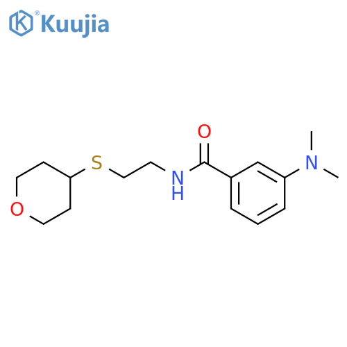 3-(dimethylamino)-N-[2-(oxan-4-ylsulfanyl)ethyl]benzamide structure