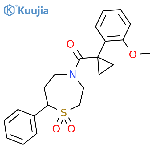 4-1-(2-methoxyphenyl)cyclopropanecarbonyl-7-phenyl-1lambda6,4-thiazepane-1,1-dione structure