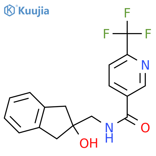 N-[(2-hydroxy-2,3-dihydro-1H-inden-2-yl)methyl]-6-(trifluoromethyl)pyridine-3-carboxamide structure