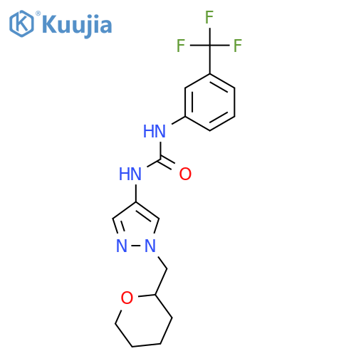 1-(1-((tetrahydro-2H-pyran-2-yl)methyl)-1H-pyrazol-4-yl)-3-(3-(trifluoromethyl)phenyl)urea structure