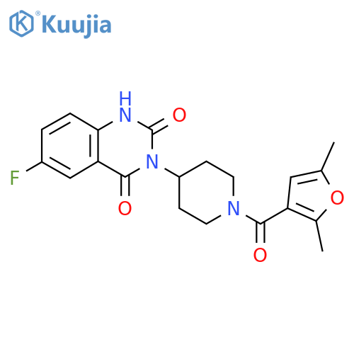 3-[1-(2,5-dimethylfuran-3-carbonyl)piperidin-4-yl]-6-fluoro-1,2,3,4-tetrahydroquinazoline-2,4-dione structure
