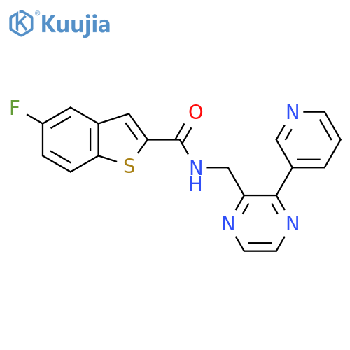 5-fluoro-N-{3-(pyridin-3-yl)pyrazin-2-ylmethyl}-1-benzothiophene-2-carboxamide structure