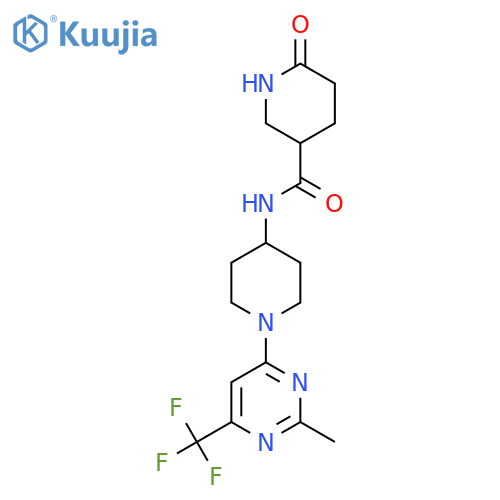 N-{1-[2-methyl-6-(trifluoromethyl)pyrimidin-4-yl]piperidin-4-yl}-6-oxopiperidine-3-carboxamide structure