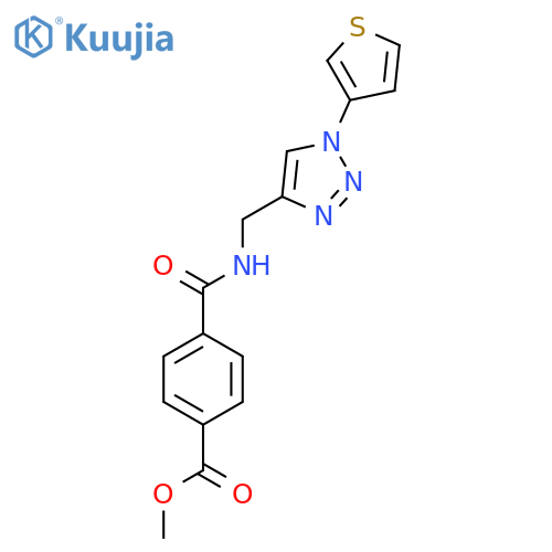 methyl 4-({[1-(thiophen-3-yl)-1H-1,2,3-triazol-4-yl]methyl}carbamoyl)benzoate structure