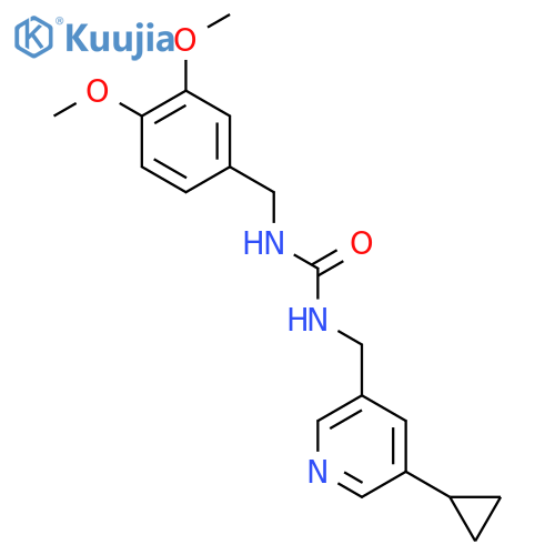 3-[(5-cyclopropylpyridin-3-yl)methyl]-1-[(3,4-dimethoxyphenyl)methyl]urea structure