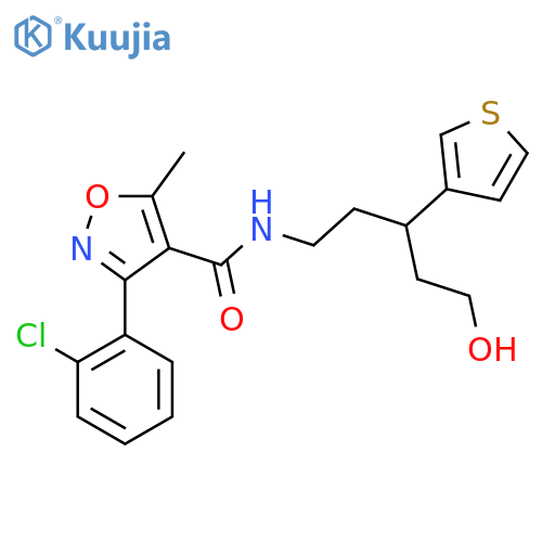 3-(2-chlorophenyl)-N-[5-hydroxy-3-(thiophen-3-yl)pentyl]-5-methyl-1,2-oxazole-4-carboxamide structure