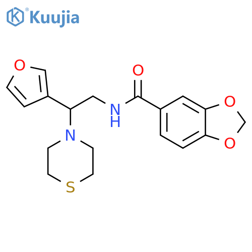 N-2-(furan-3-yl)-2-(thiomorpholin-4-yl)ethyl-2H-1,3-benzodioxole-5-carboxamide structure