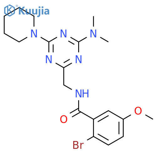 2-bromo-N-{4-(dimethylamino)-6-(piperidin-1-yl)-1,3,5-triazin-2-ylmethyl}-5-methoxybenzamide structure