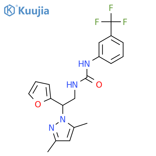 3-[2-(3,5-dimethyl-1H-pyrazol-1-yl)-2-(furan-2-yl)ethyl]-1-[3-(trifluoromethyl)phenyl]urea structure