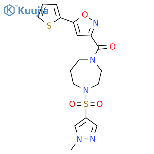 1-[(1-methyl-1H-pyrazol-4-yl)sulfonyl]-4-[5-(thiophen-2-yl)-1,2-oxazole-3-carbonyl]-1,4-diazepane structure