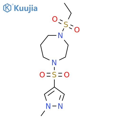 1-(ethanesulfonyl)-4-[(1-methyl-1H-pyrazol-4-yl)sulfonyl]-1,4-diazepane structure