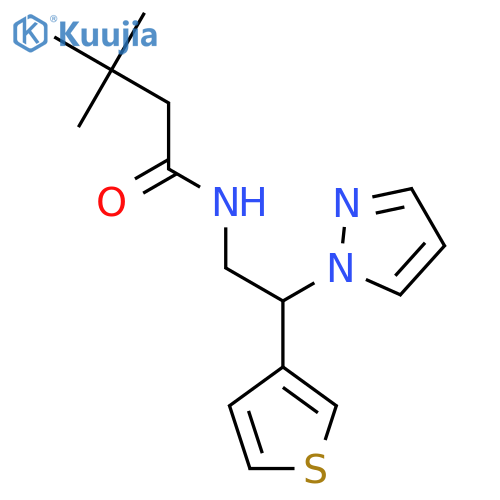 3,3-dimethyl-N-2-(1H-pyrazol-1-yl)-2-(thiophen-3-yl)ethylbutanamide structure