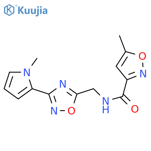 5-methyl-N-{[3-(1-methyl-1H-pyrrol-2-yl)-1,2,4-oxadiazol-5-yl]methyl}-1,2-oxazole-3-carboxamide structure