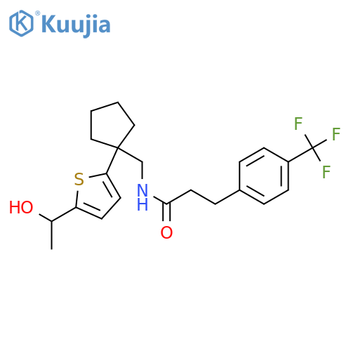 N-({1-[5-(1-hydroxyethyl)thiophen-2-yl]cyclopentyl}methyl)-3-[4-(trifluoromethyl)phenyl]propanamide structure