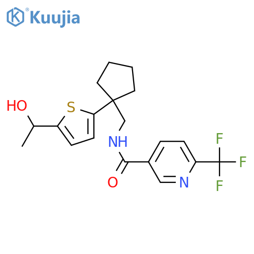 N-({1-[5-(1-hydroxyethyl)thiophen-2-yl]cyclopentyl}methyl)-6-(trifluoromethyl)pyridine-3-carboxamide structure