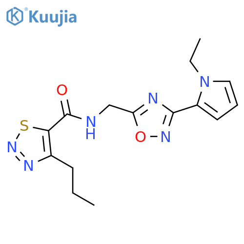 N-{[3-(1-ethyl-1H-pyrrol-2-yl)-1,2,4-oxadiazol-5-yl]methyl}-4-propyl-1,2,3-thiadiazole-5-carboxamide structure