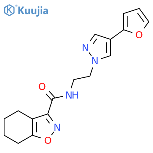 N-{2-4-(furan-2-yl)-1H-pyrazol-1-ylethyl}-4,5,6,7-tetrahydro-1,2-benzoxazole-3-carboxamide structure