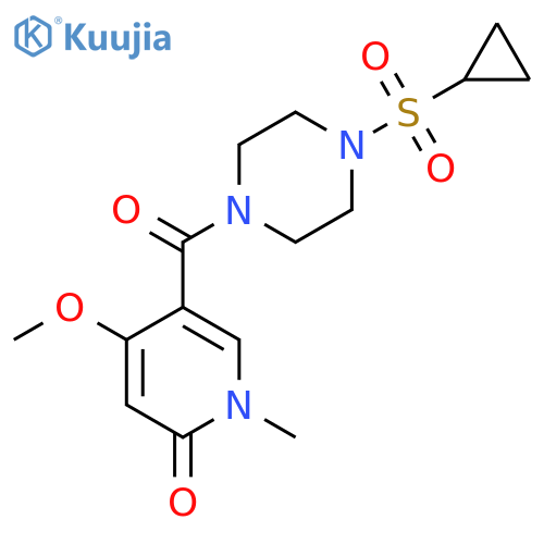 5-(4-(cyclopropylsulfonyl)piperazine-1-carbonyl)-4-methoxy-1-methylpyridin-2(1H)-one structure