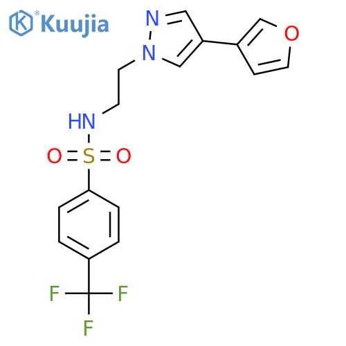 N-{2-[4-(furan-3-yl)-1H-pyrazol-1-yl]ethyl}-4-(trifluoromethyl)benzene-1-sulfonamide structure