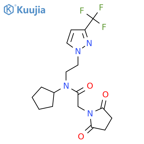 N-cyclopentyl-2-(2,5-dioxopyrrolidin-1-yl)-N-{2-3-(trifluoromethyl)-1H-pyrazol-1-ylethyl}acetamide structure