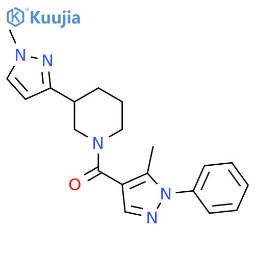 1-(5-methyl-1-phenyl-1H-pyrazole-4-carbonyl)-3-(1-methyl-1H-pyrazol-3-yl)piperidine structure