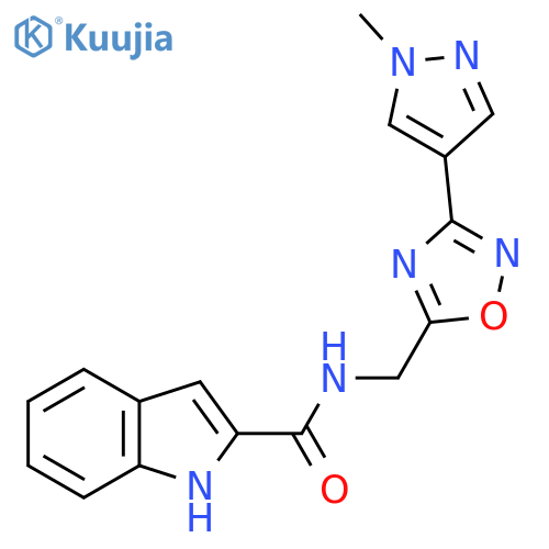 N-{3-(1-methyl-1H-pyrazol-4-yl)-1,2,4-oxadiazol-5-ylmethyl}-1H-indole-2-carboxamide structure