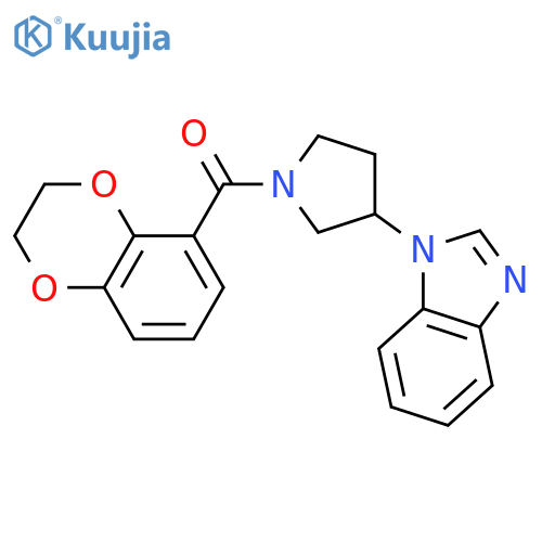 1-[1-(2,3-dihydro-1,4-benzodioxine-5-carbonyl)pyrrolidin-3-yl]-1H-1,3-benzodiazole structure