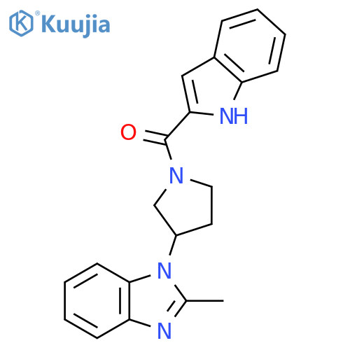 1-[1-(1H-indole-2-carbonyl)pyrrolidin-3-yl]-2-methyl-1H-1,3-benzodiazole structure
