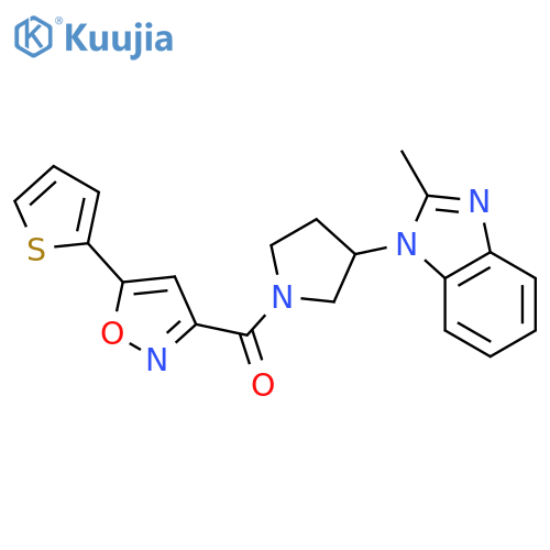 2-methyl-1-{1-[5-(thiophen-2-yl)-1,2-oxazole-3-carbonyl]pyrrolidin-3-yl}-1H-1,3-benzodiazole structure