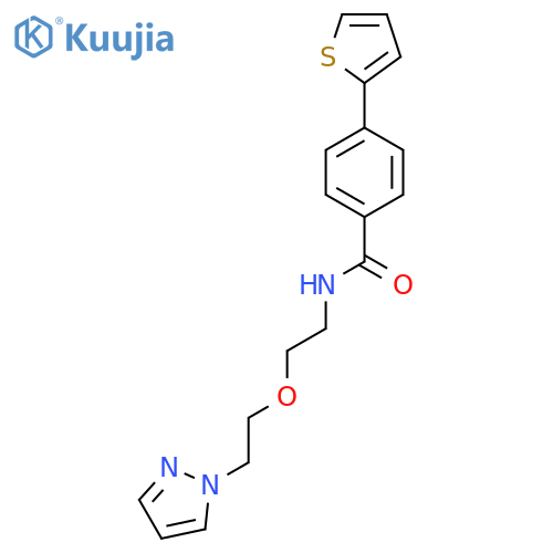 N-{2-2-(1H-pyrazol-1-yl)ethoxyethyl}-4-(thiophen-2-yl)benzamide structure
