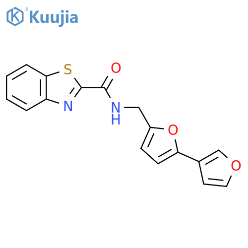 N-({[2,3'-bifuran]-5-yl}methyl)-1,3-benzothiazole-2-carboxamide structure