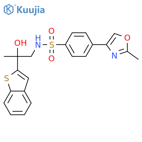 N-[2-(1-benzothiophen-2-yl)-2-hydroxypropyl]-4-(2-methyl-1,3-oxazol-4-yl)benzene-1-sulfonamide structure