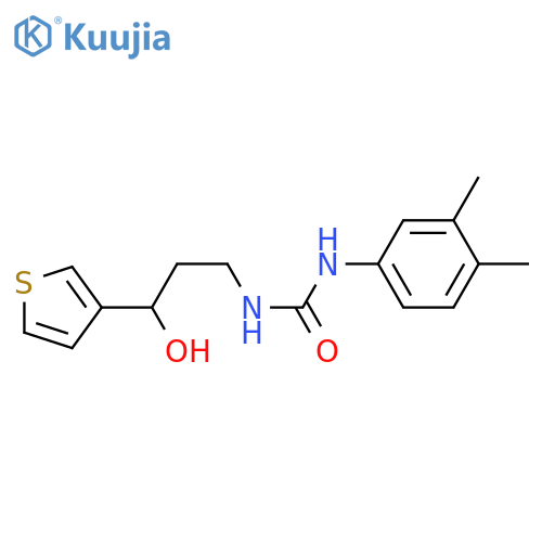 1-(3,4-dimethylphenyl)-3-[3-hydroxy-3-(thiophen-3-yl)propyl]urea structure