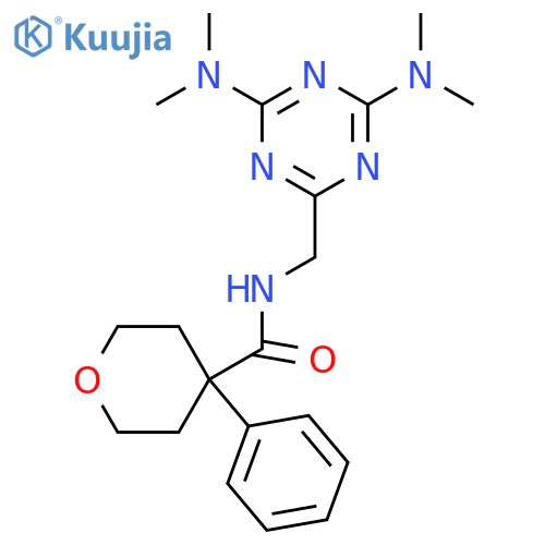 N-{4,6-bis(dimethylamino)-1,3,5-triazin-2-ylmethyl}-4-phenyloxane-4-carboxamide structure