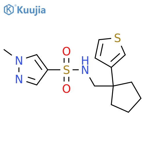 1-methyl-N-{1-(thiophen-3-yl)cyclopentylmethyl}-1H-pyrazole-4-sulfonamide structure