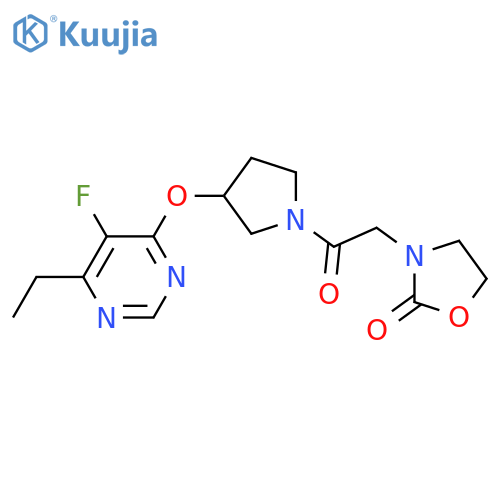 3-(2-(3-((6-Ethyl-5-fluoropyrimidin-4-yl)oxy)pyrrolidin-1-yl)-2-oxoethyl)oxazolidin-2-one structure