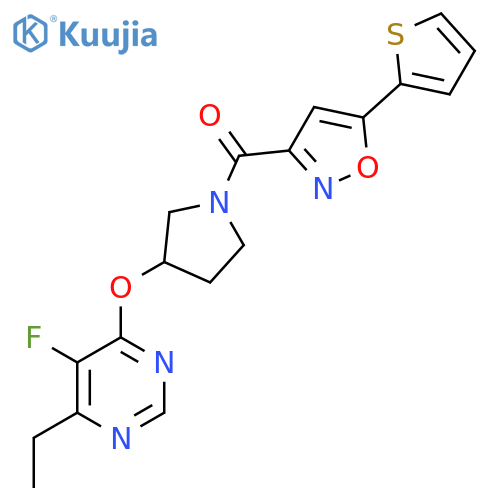 (3-((6-Ethyl-5-fluoropyrimidin-4-yl)oxy)pyrrolidin-1-yl)(5-(thiophen-2-yl)isoxazol-3-yl)methanone structure