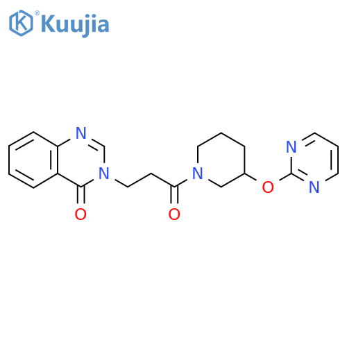 3-{3-oxo-3-3-(pyrimidin-2-yloxy)piperidin-1-ylpropyl}-3,4-dihydroquinazolin-4-one structure