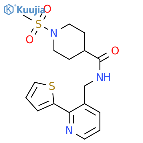 1-methanesulfonyl-N-{[2-(thiophen-2-yl)pyridin-3-yl]methyl}piperidine-4-carboxamide structure