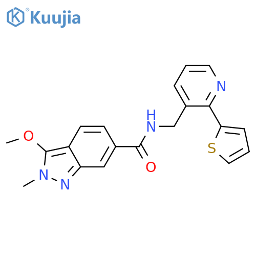 3-methoxy-2-methyl-N-{[2-(thiophen-2-yl)pyridin-3-yl]methyl}-2H-indazole-6-carboxamide structure