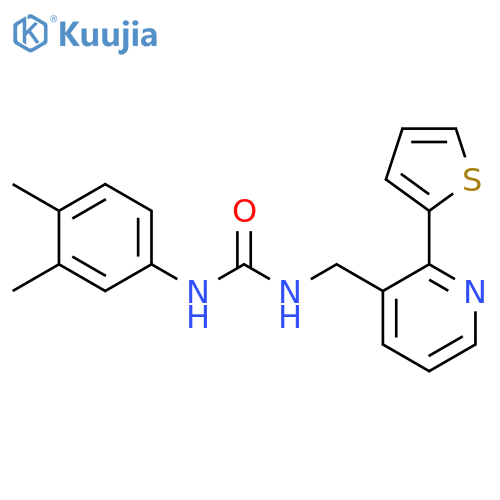 1-(3,4-dimethylphenyl)-3-{[2-(thiophen-2-yl)pyridin-3-yl]methyl}urea structure