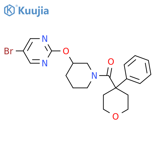 5-bromo-2-{[1-(4-phenyloxane-4-carbonyl)piperidin-3-yl]oxy}pyrimidine structure