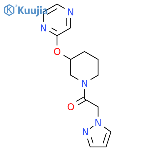 1-[3-(pyrazin-2-yloxy)piperidin-1-yl]-2-(1H-pyrazol-1-yl)ethan-1-one structure