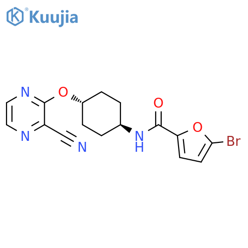 5-bromo-N-[(1r,4r)-4-[(3-cyanopyrazin-2-yl)oxy]cyclohexyl]furan-2-carboxamide structure