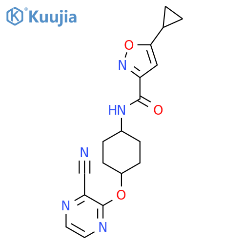 5-cyclopropyl-N-[(1r,4r)-4-[(3-cyanopyrazin-2-yl)oxy]cyclohexyl]-1,2-oxazole-3-carboxamide structure