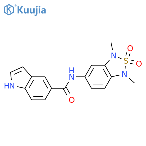 N-(1,3-dimethyl-2,2-dioxo-1,3-dihydro-2lambda6,1,3-benzothiadiazol-5-yl)-1H-indole-5-carboxamide structure